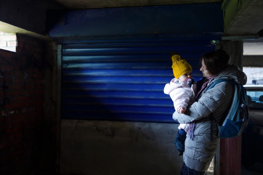 Woman holding child